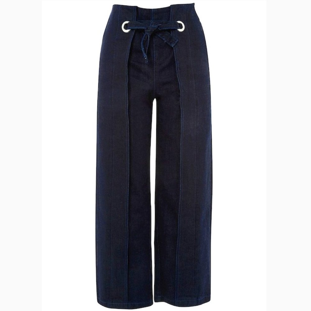Topshop MOTO Indigo Cropped Wide Leg Jeans